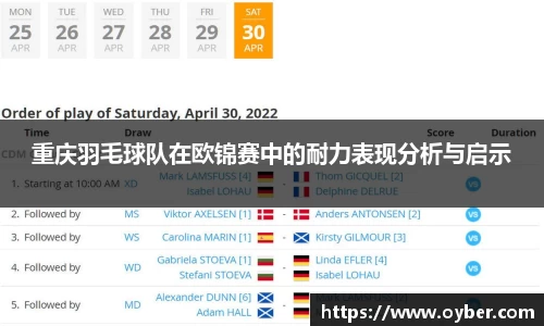 重庆羽毛球队在欧锦赛中的耐力表现分析与启示